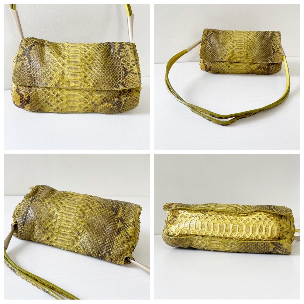 ❤️SOLD❤️Bottega Veneta yellow snakeskin leather vintage shoulder bag - Picture 3 of 13